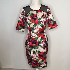 Milly Dress Sz M Floral Mesh Panels Milly40848
